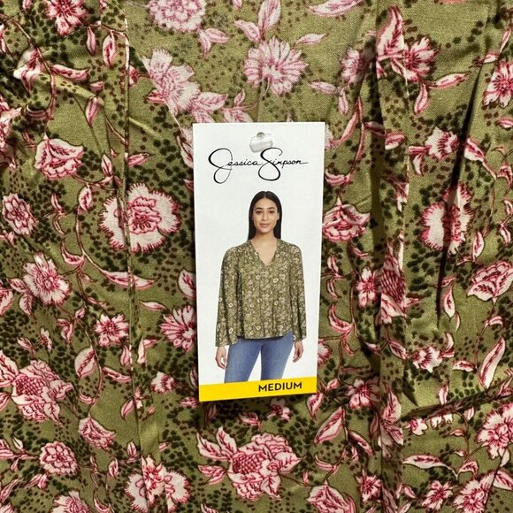 Jessica Simpson Womens Size M Leslie Boho Botanical Dots Small Top Shirt NWT - Picture 3 of 7